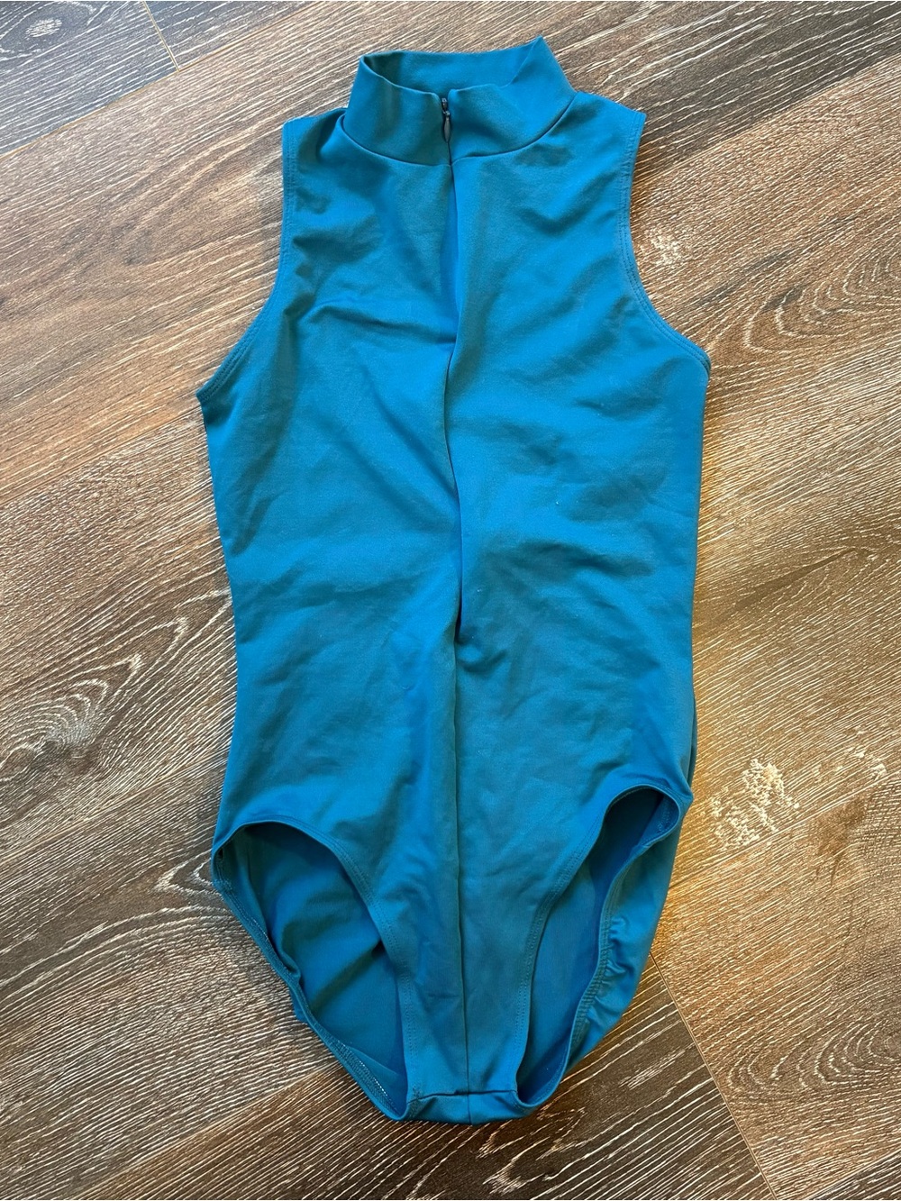 Ainsliewear Teal Mock Neck Centre Front Dance Bodysuit Size M